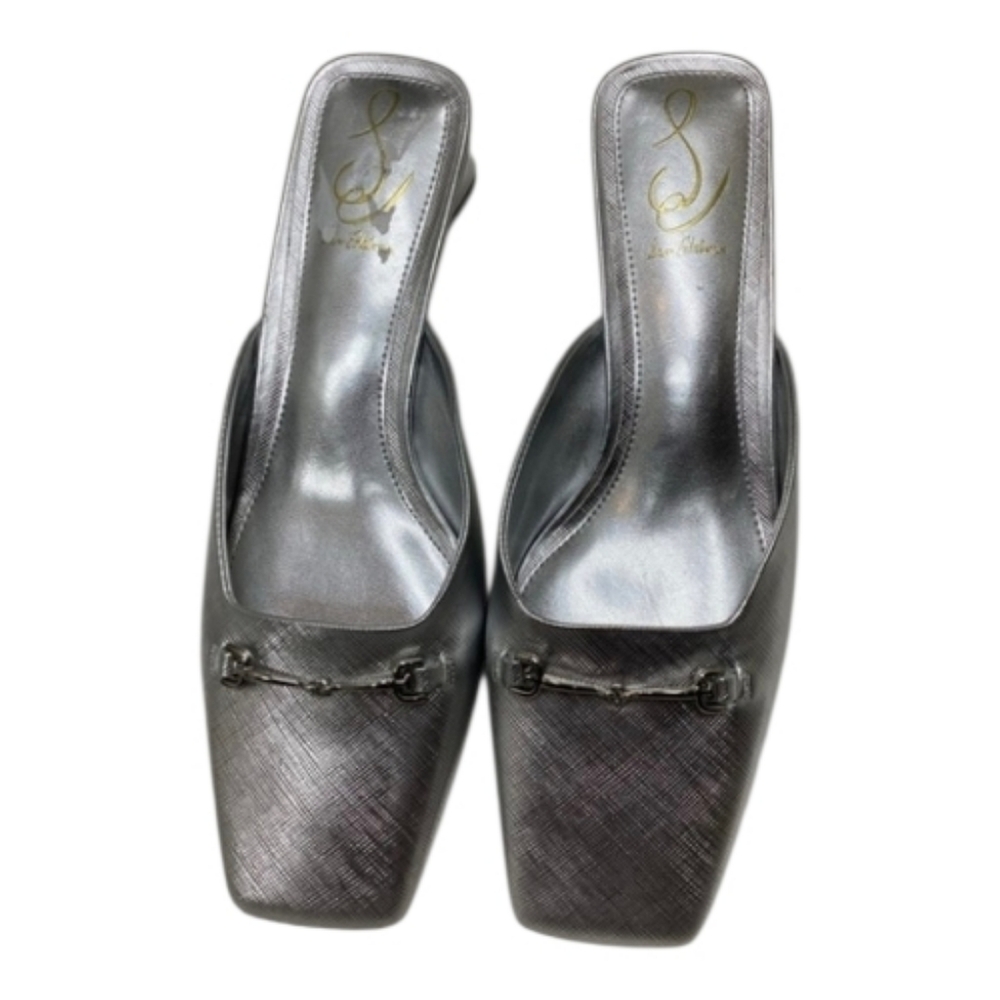 Sam Edelman Ollie Square Toe Bit Mule Silver Size 9